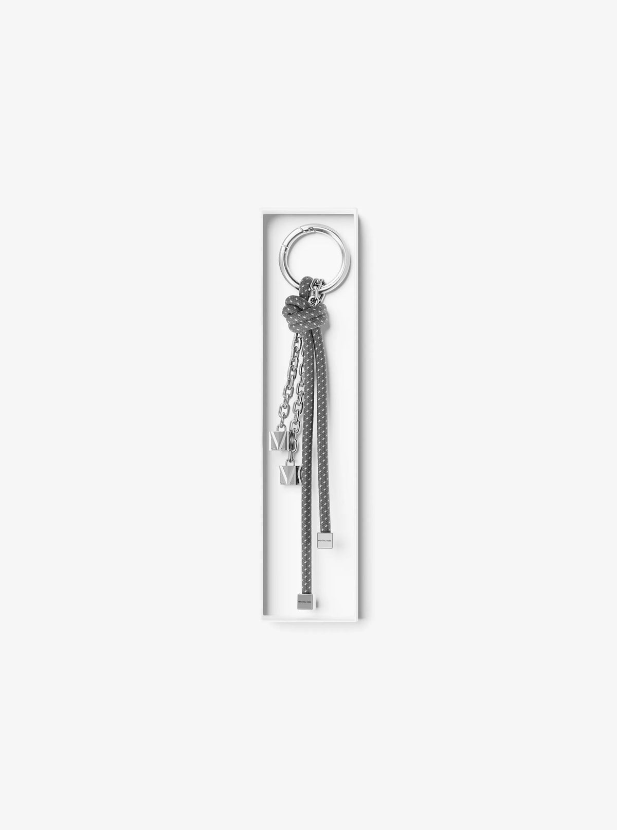 Silver-Tone and Speckled Cord Bag Charm