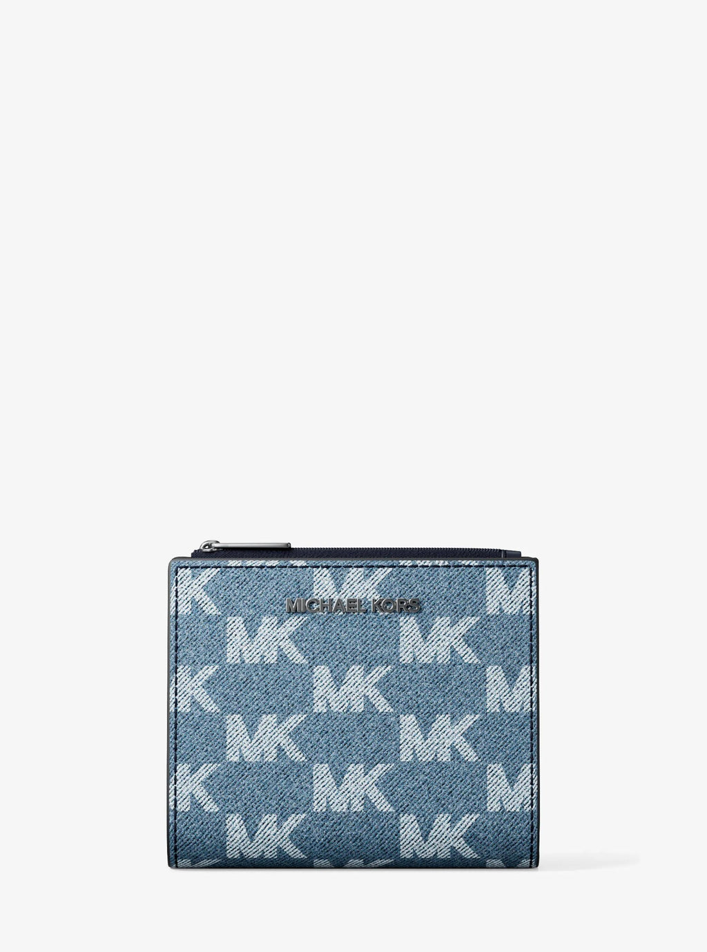Cooper Medium Logo Jacquard Denim Zip Wallet