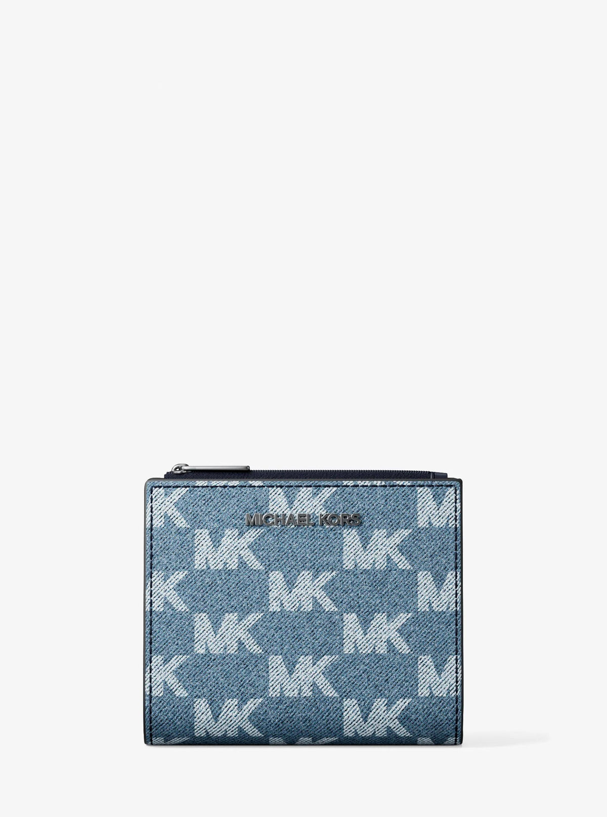 Cooper Medium Logo Jacquard Denim Zip Wallet