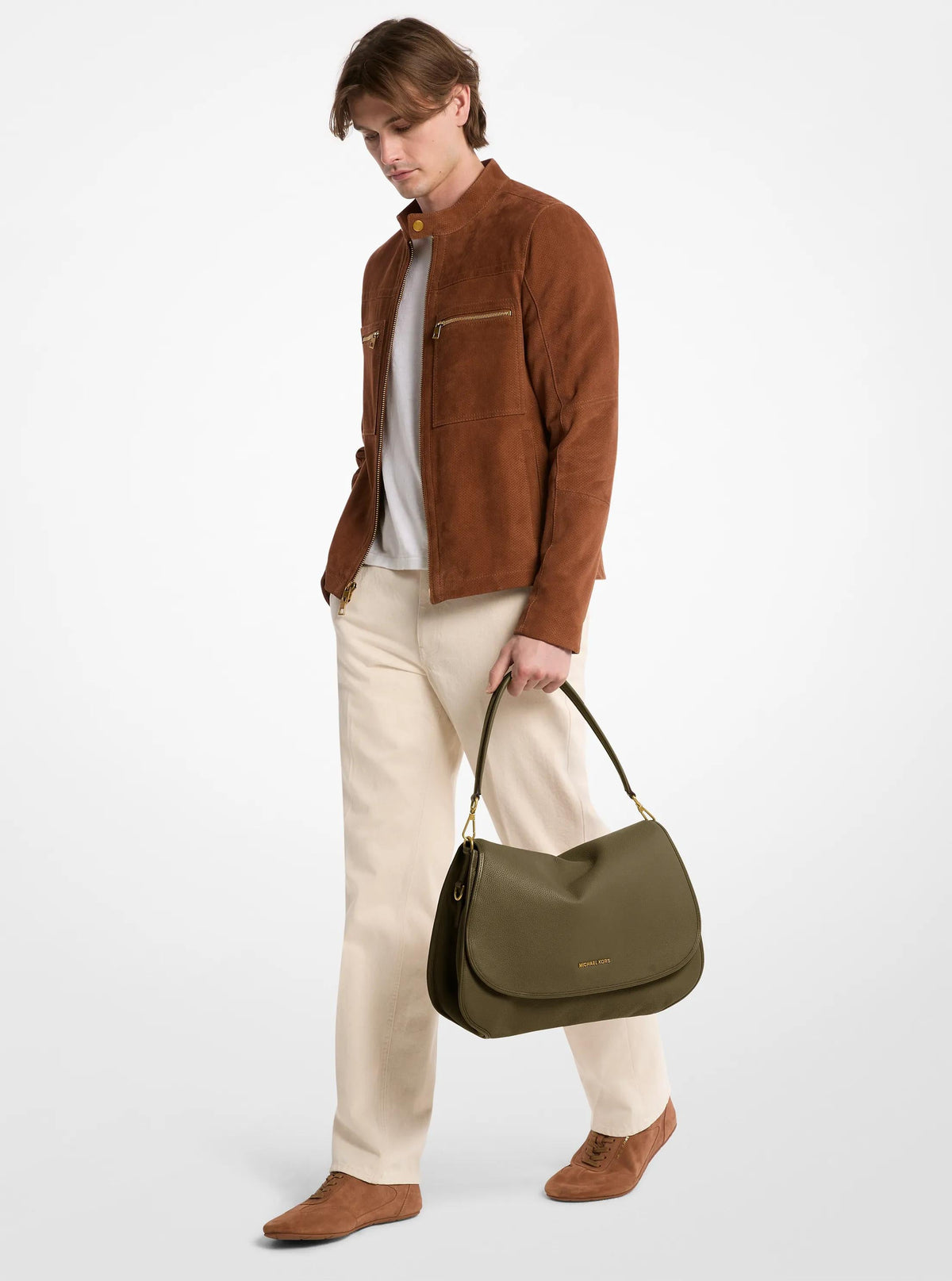 Holmes Extra-Large Pebbled Leather Convertible Messenger Bag