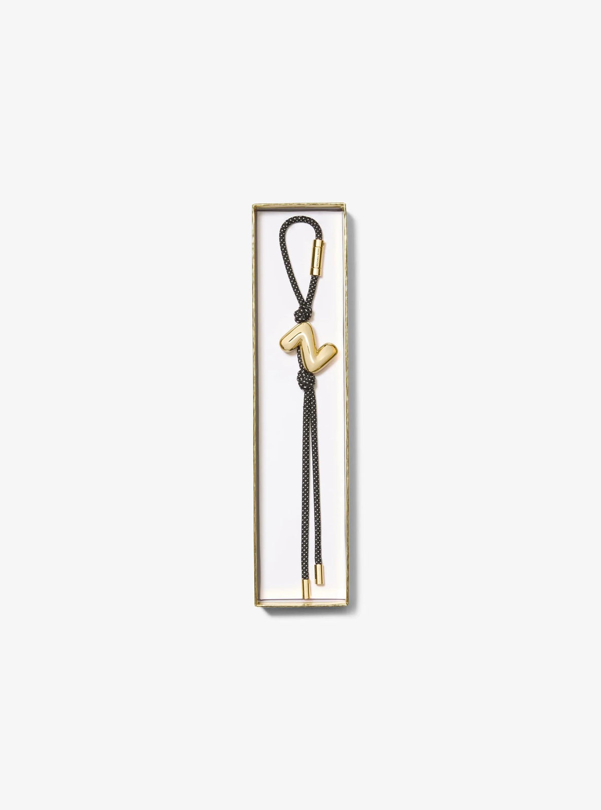 Initial Gold-Tone and Speckled Cord Bag Charm