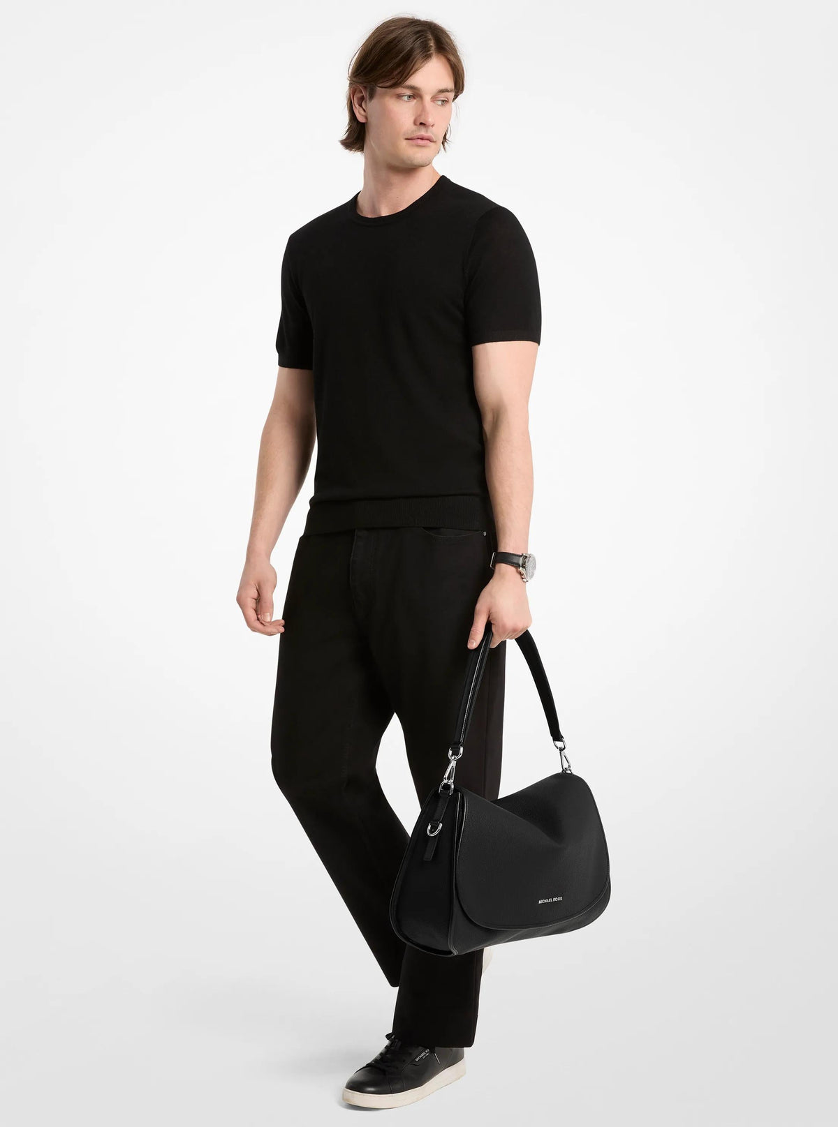 Holmes Extra-Large Pebbled Leather Convertible Messenger Bag
