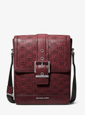 Colby Logo Embossed Burnished Leather Messenger Bag