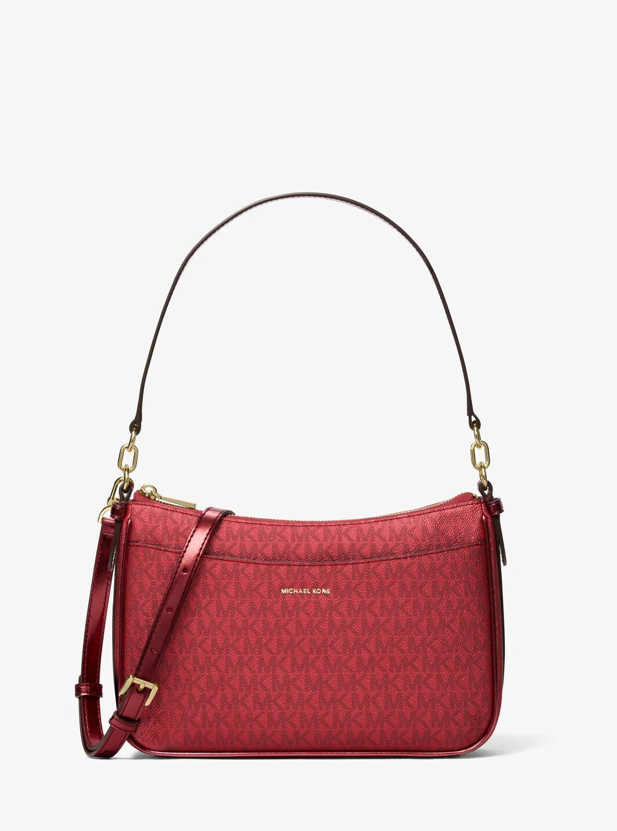 Jet Set Medium Metallic Signature Logo Convertible Crossbody Bag
