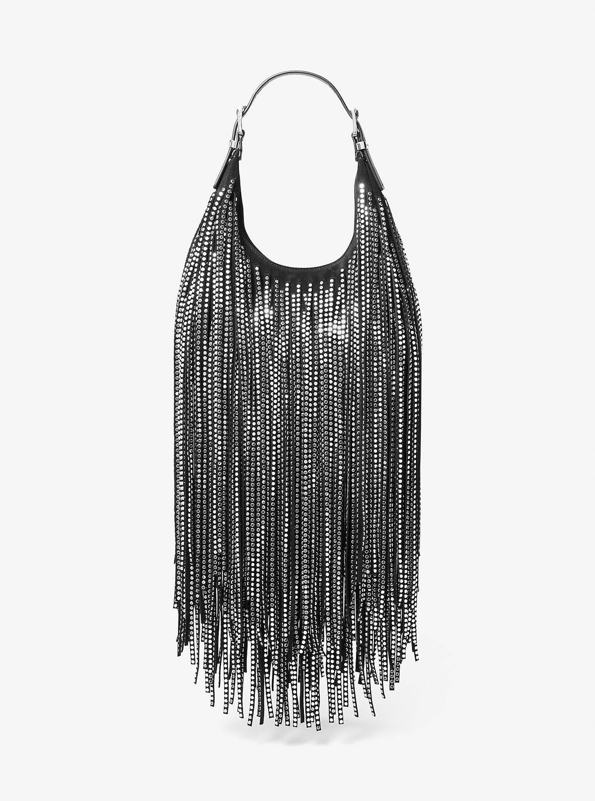 Limited-Edition Nolita Small Studded Fringe Suede Hobo Shoulder Bag