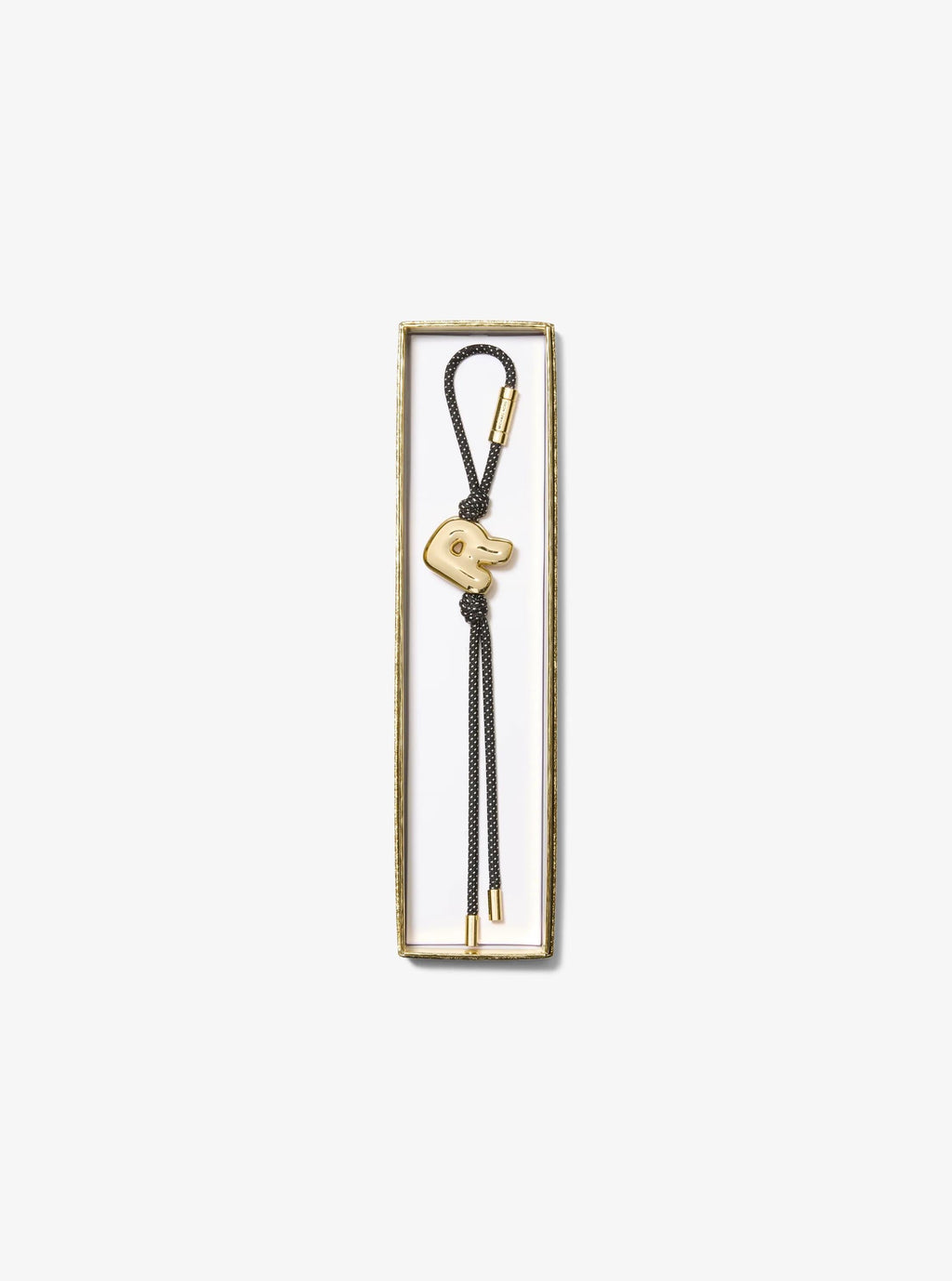 Initial Gold-Tone and Speckled Cord Bag Charm