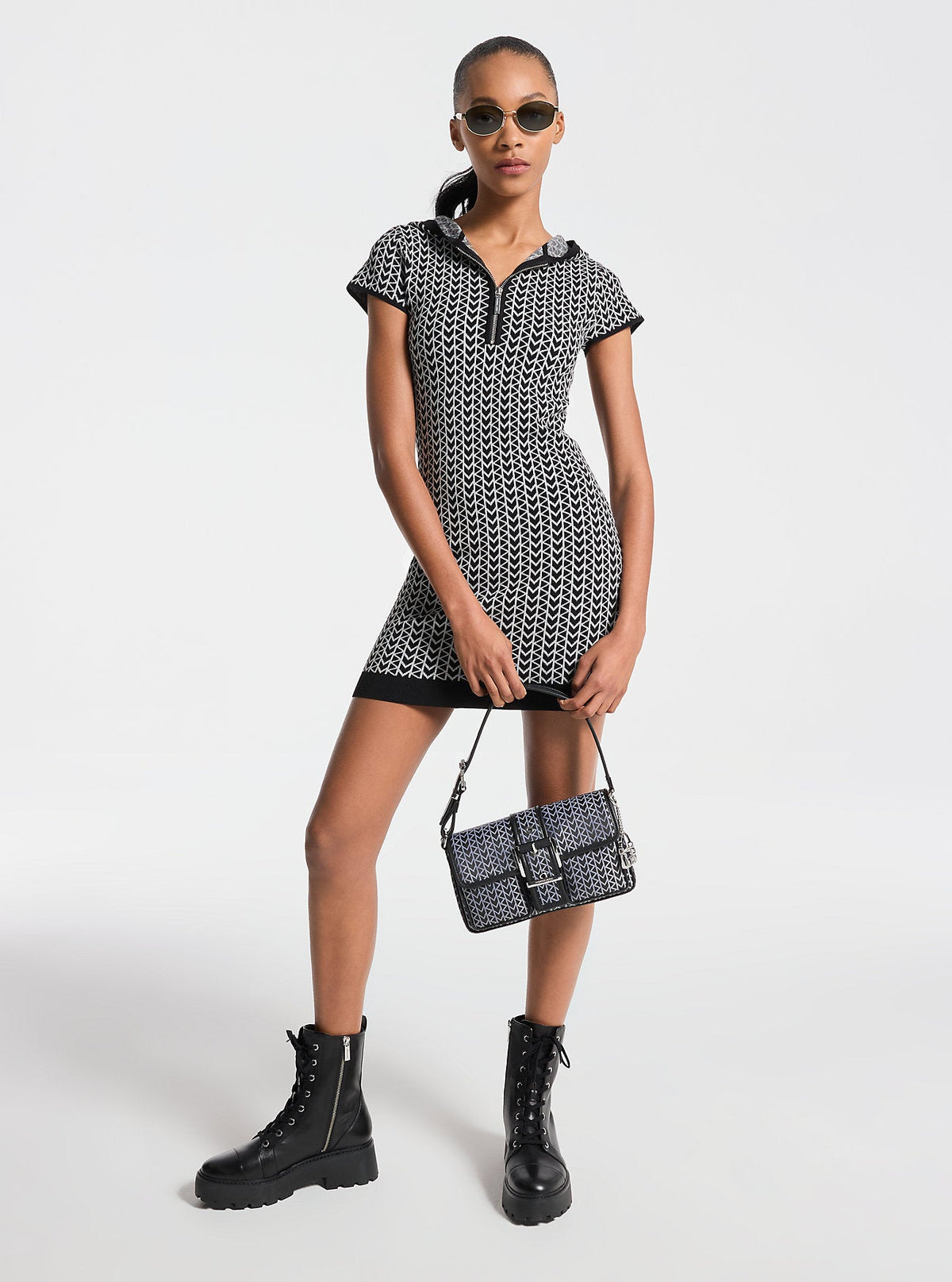 Colby Medium MK2000 Logo Jacquard Shoulder Bag