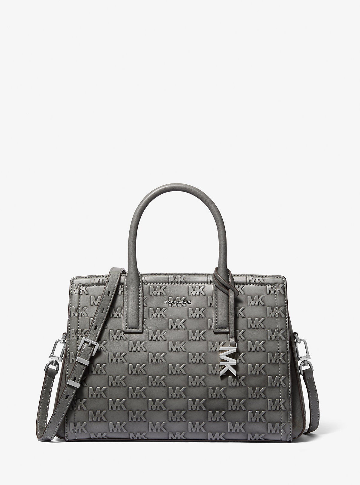 Laila Medium Logo Embossed Burnished Leather Satchel