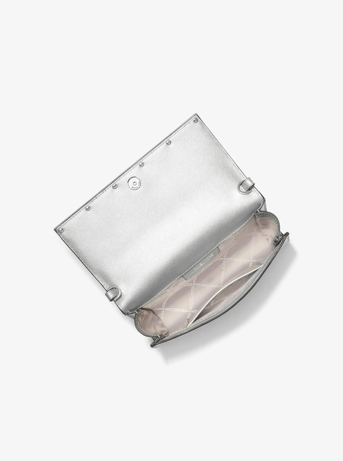 Mona Large Metallic Saffiano Leather Clutch