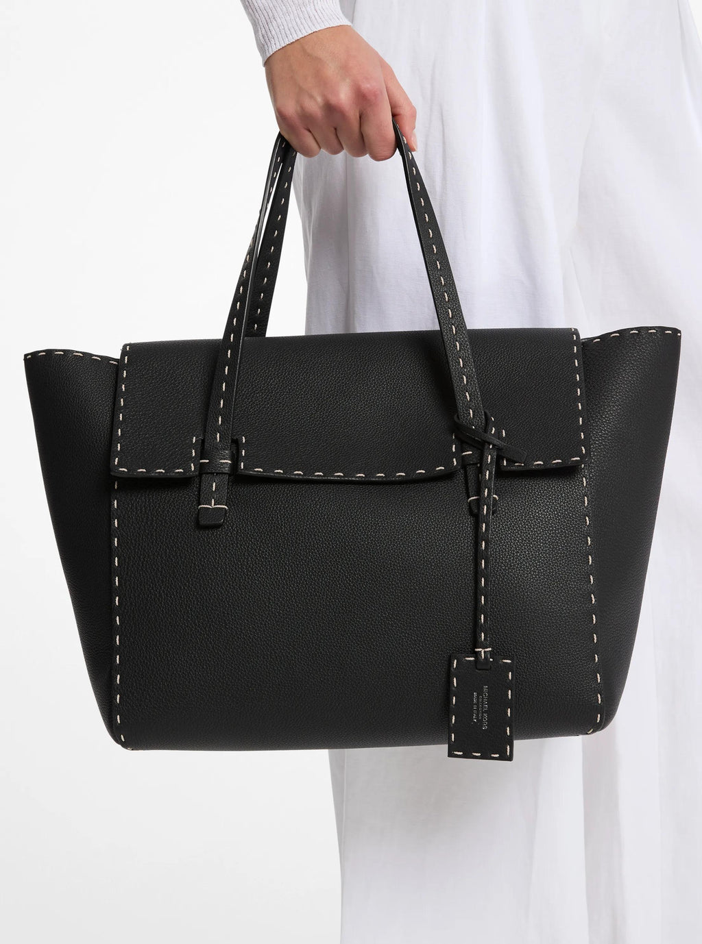 Sophia Hand-Stitched Pebbled Leather Satchel
