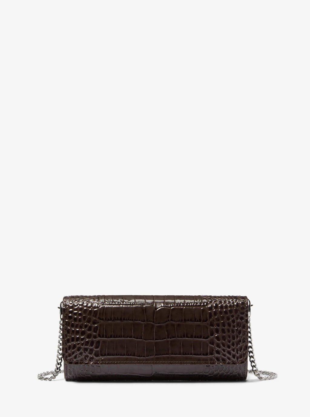 Cate Crocodile Embossed Patent Leather Clutch