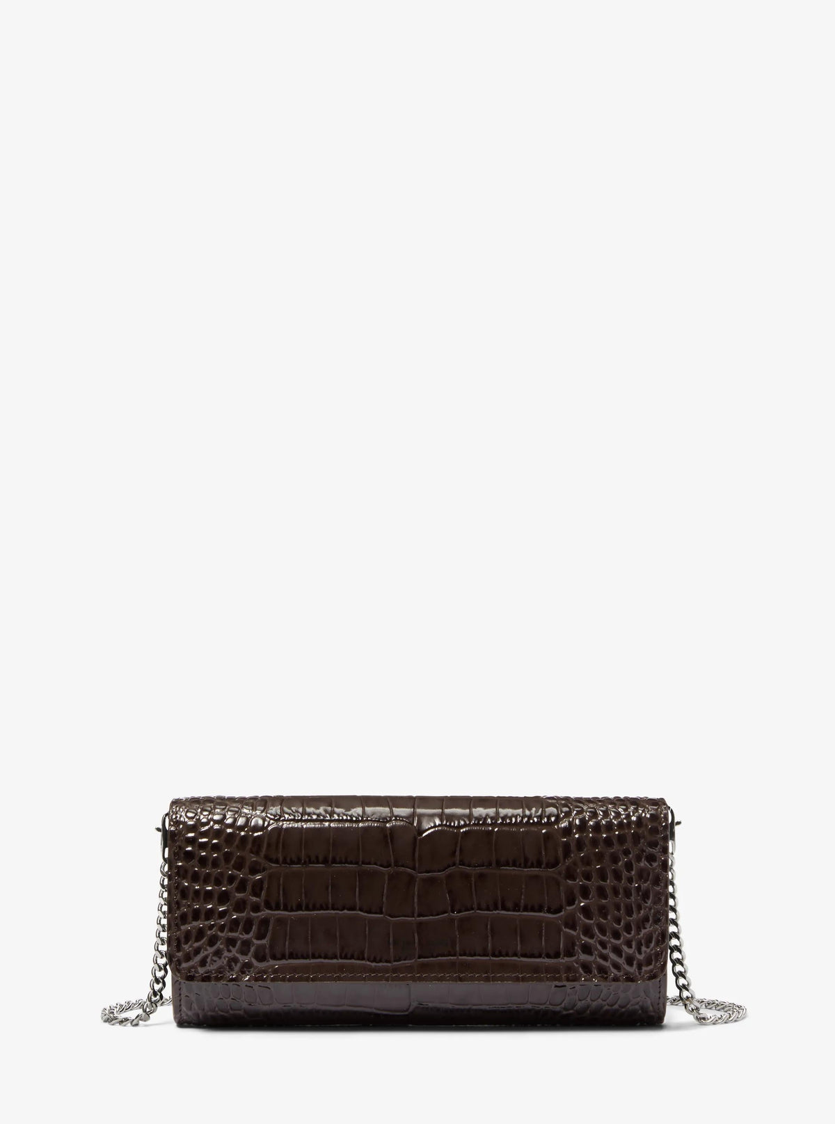 Cate Crocodile Embossed Patent Leather Clutch