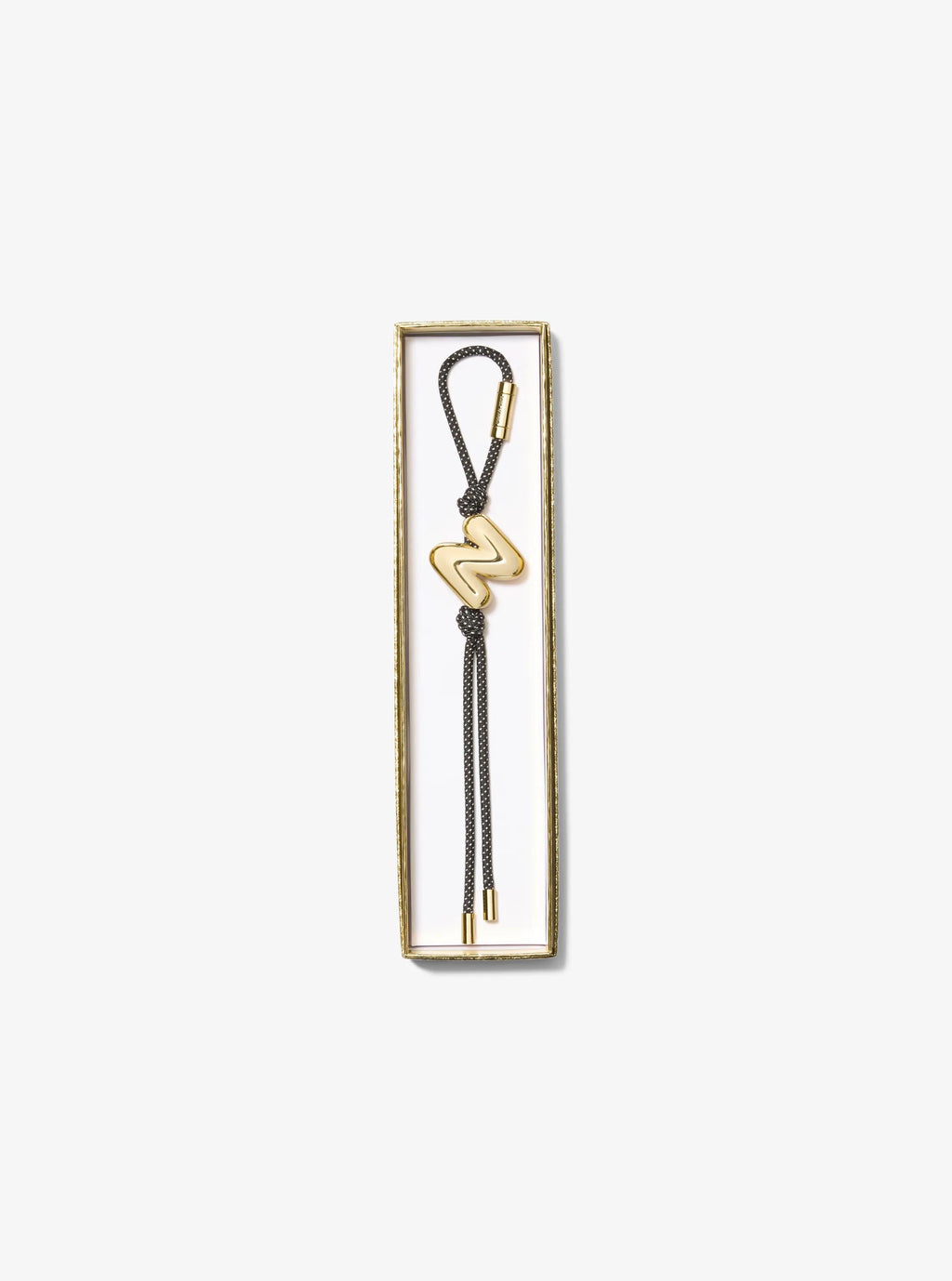 Initial Gold-Tone and Speckled Cord Bag Charm