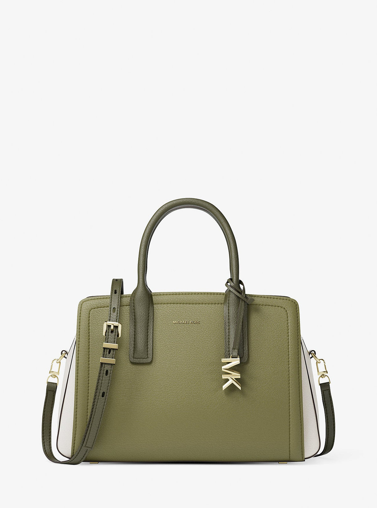 Laila Medium Color-Block Pebbled Leather Satchel
