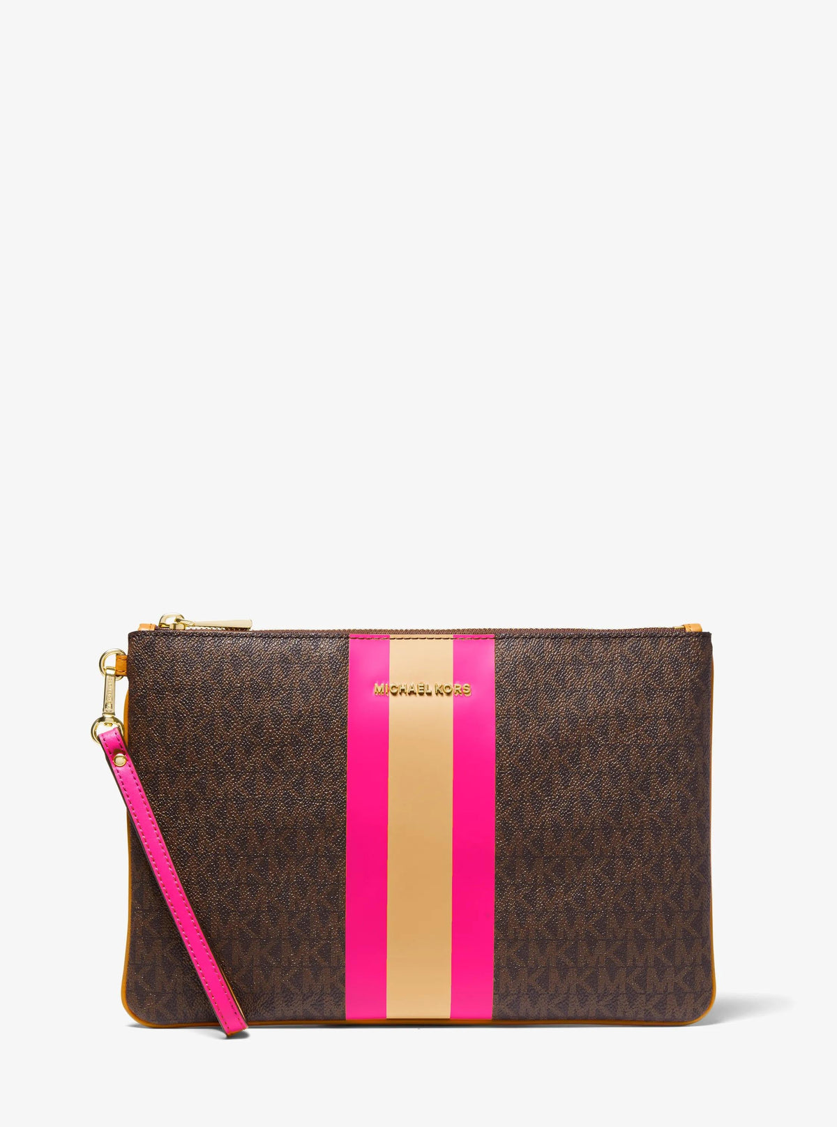 Large Logo Stripe Zip Pouch