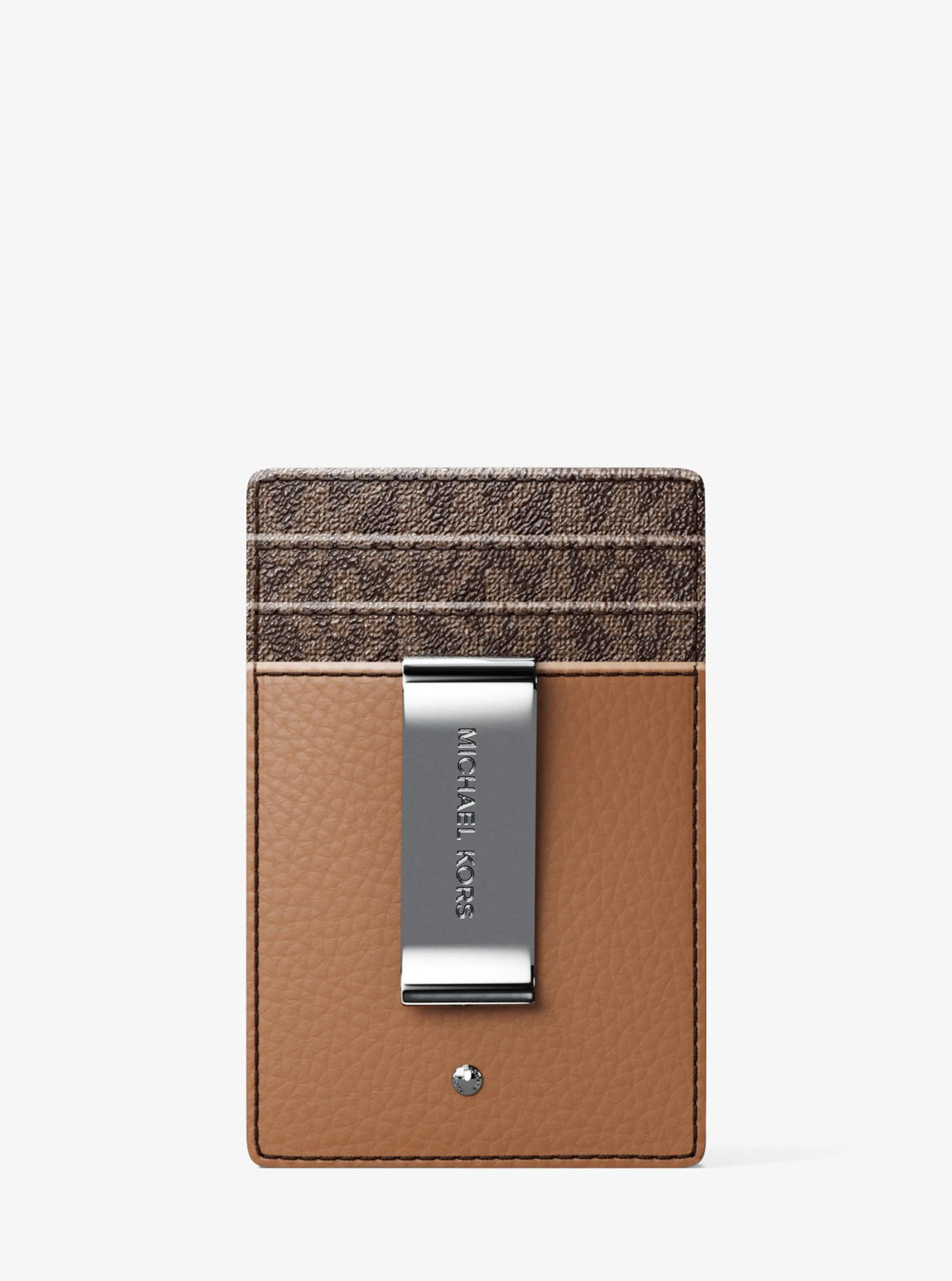 Hudson Pebbled Leather and Signature Logo Money Clip Card Case