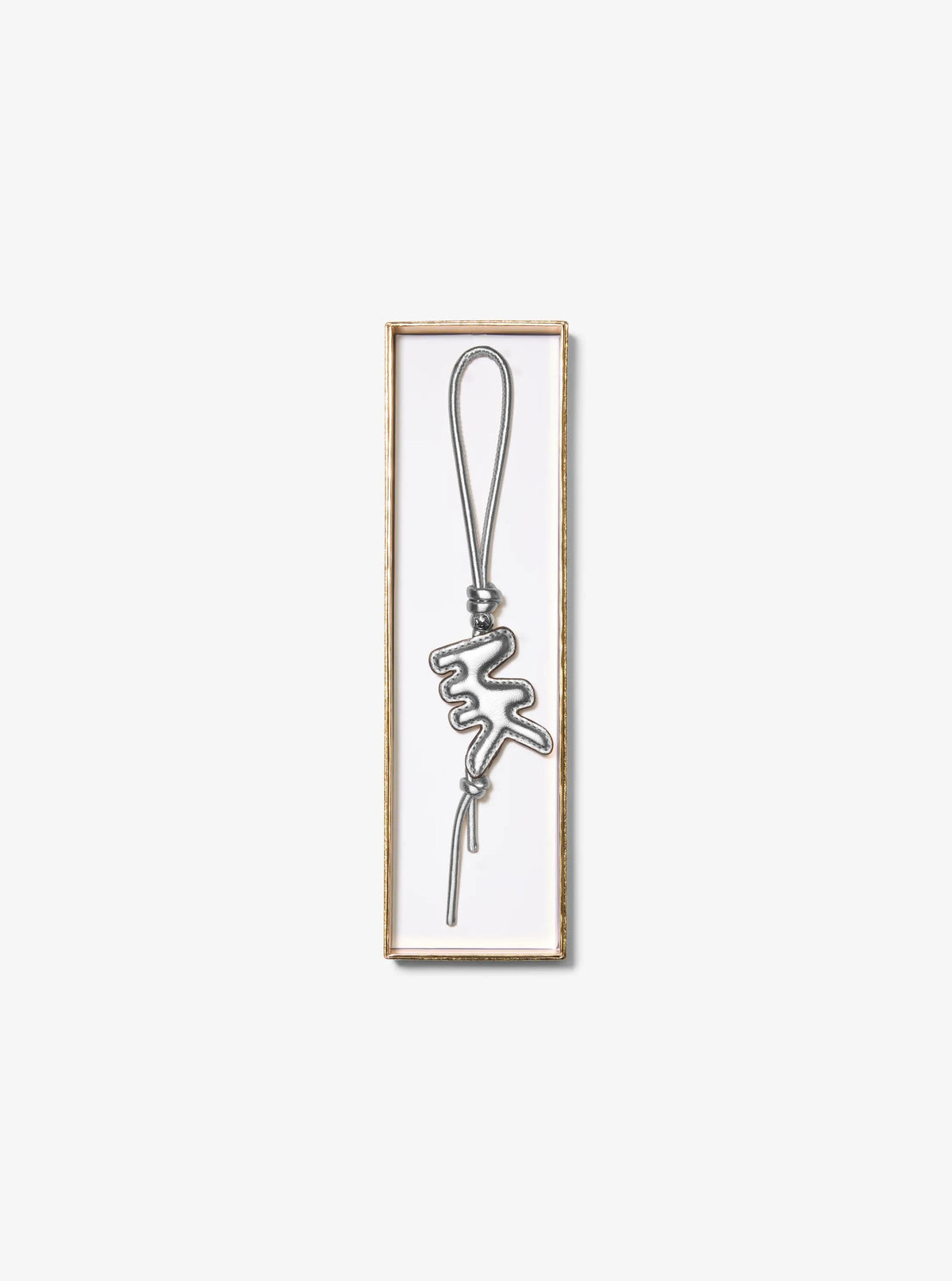 Puffy Logo Metallic Leather Bag Charm