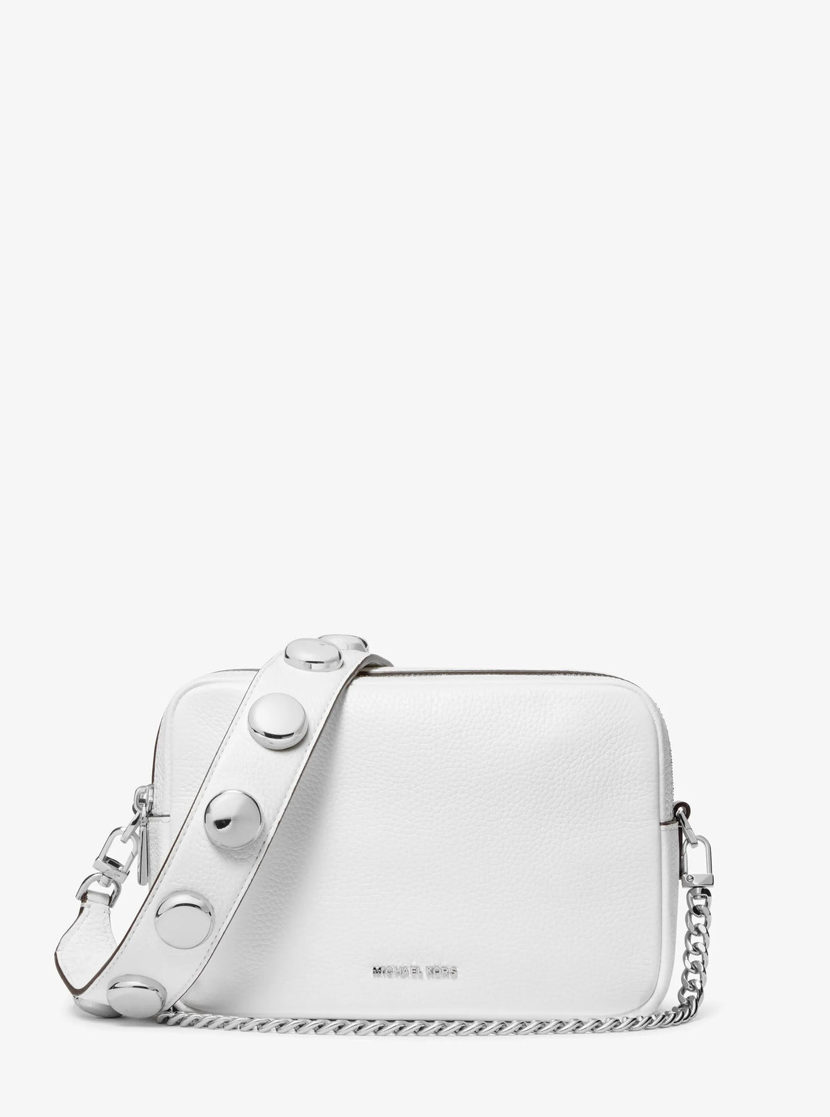 Bryant Medium Studded Pebbled Leather Camera Crossbody Bag