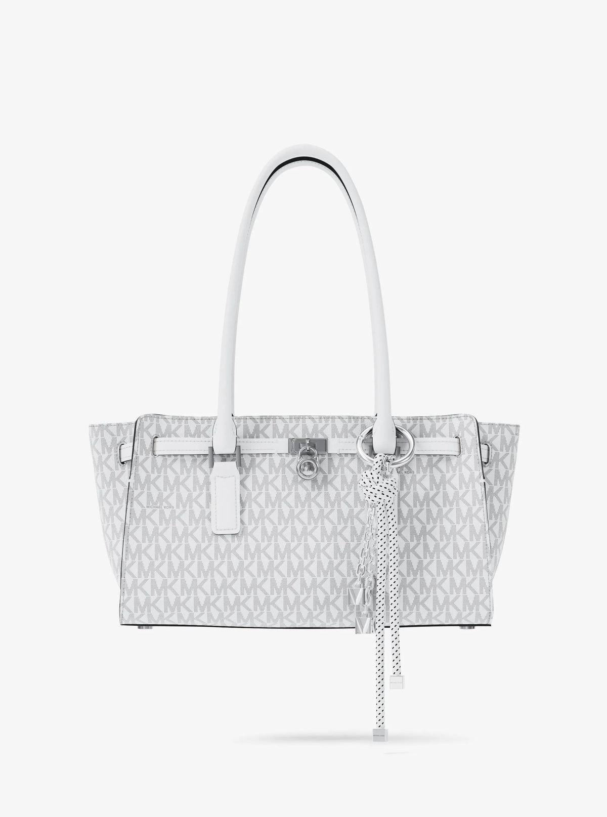 Silver-Tone and Speckled Cord Bag Charm