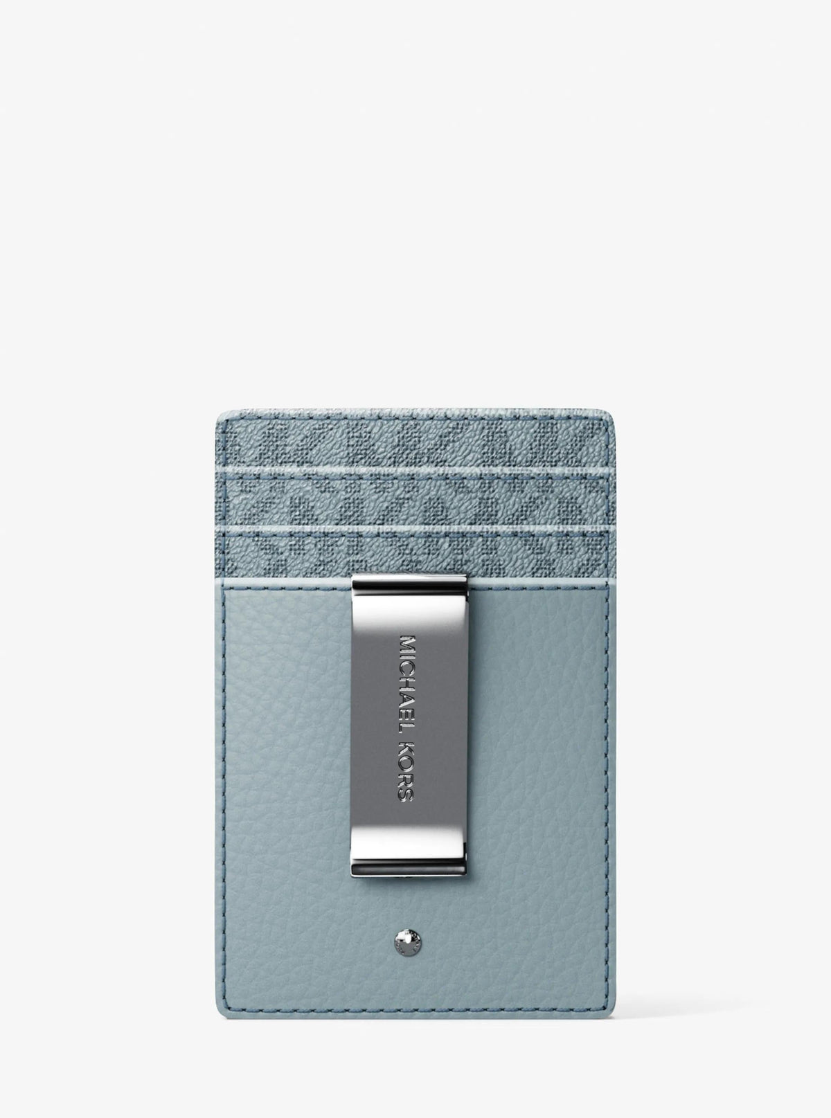 Hudson Pebbled Leather and Signature Logo Money Clip Card Case