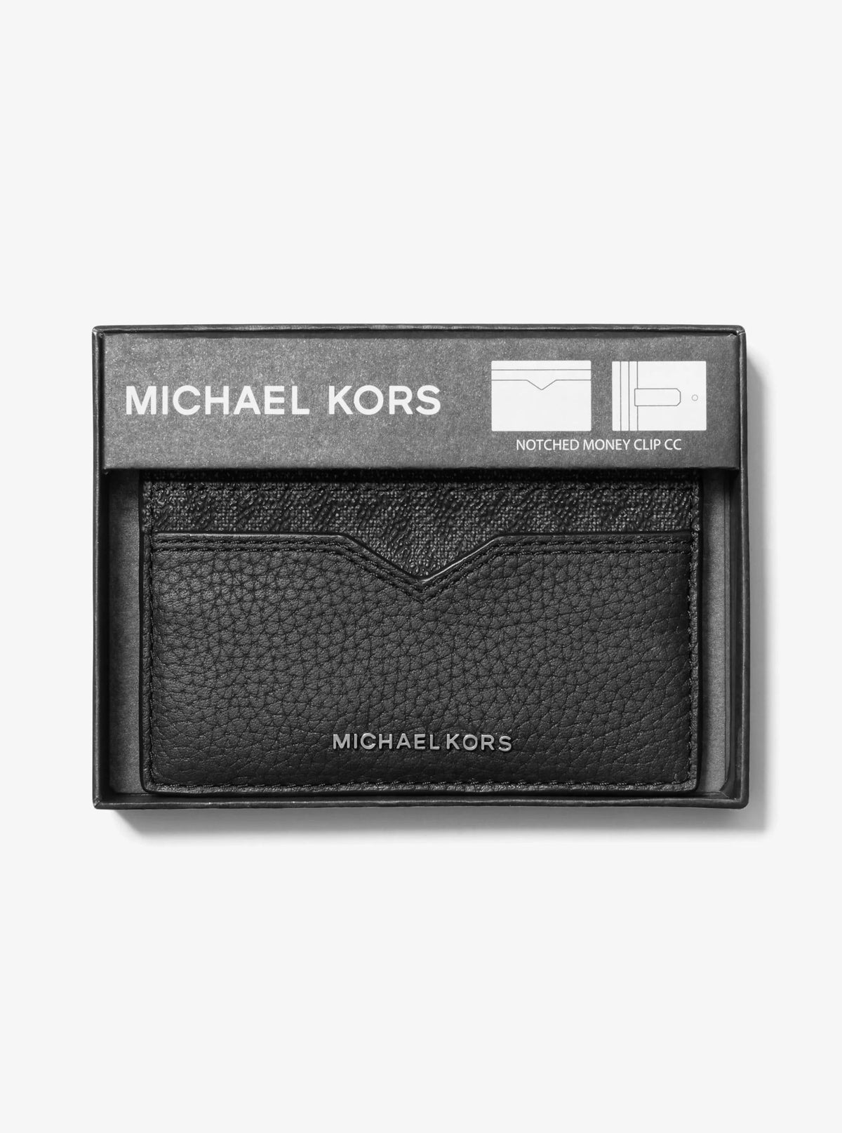 Hudson Pebbled Leather and Signature Logo Money Clip Card Case