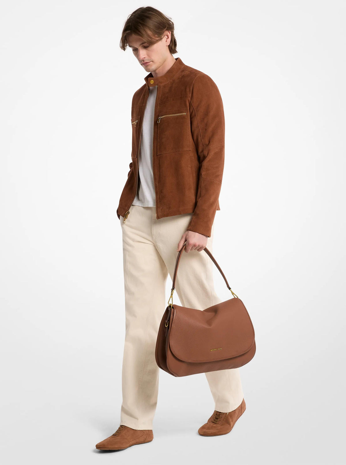 Holmes Extra-Large Pebbled Leather Convertible Messenger Bag