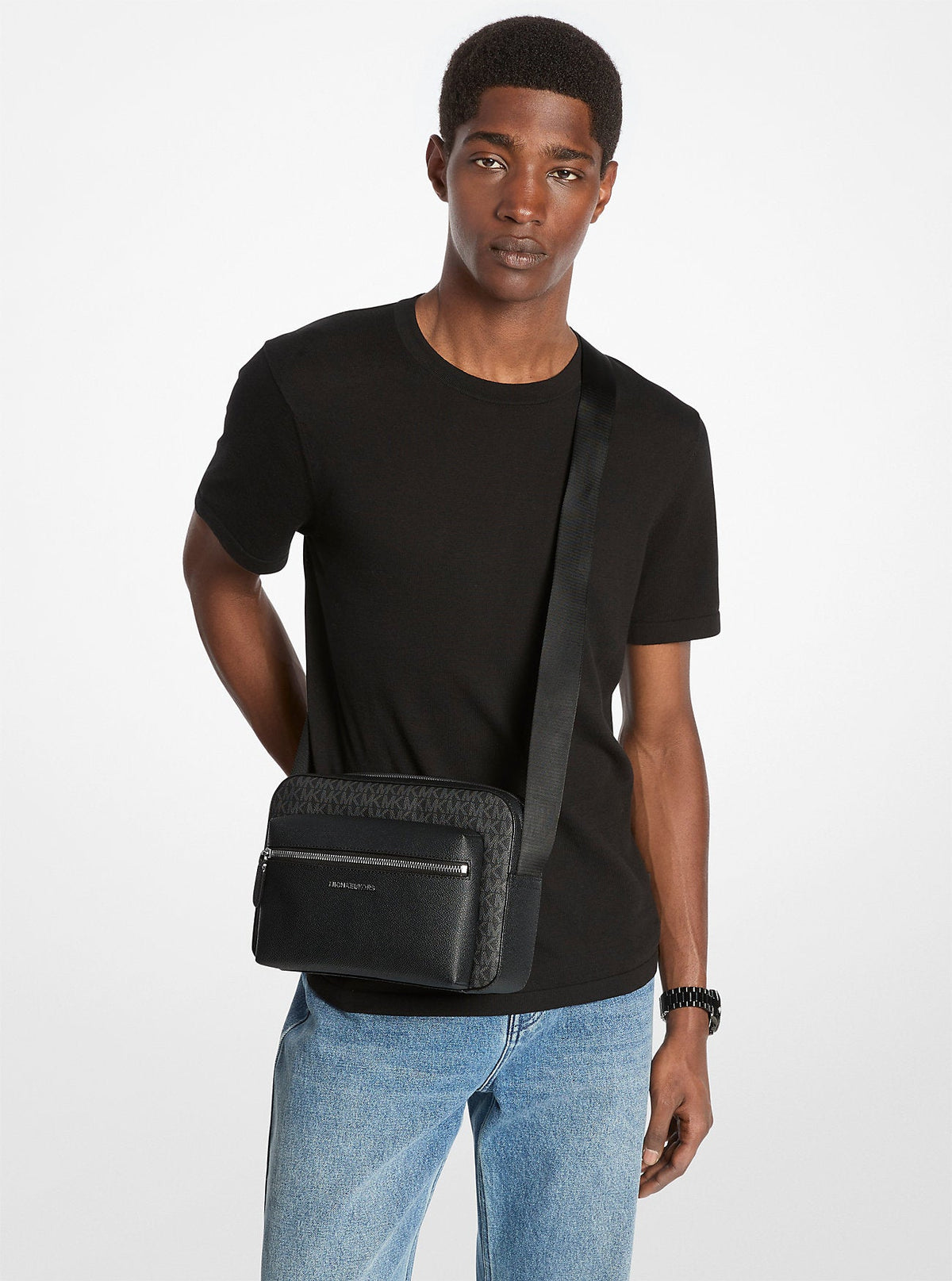 Hudson Textured and Signature Logo Camera Crossbody Bag